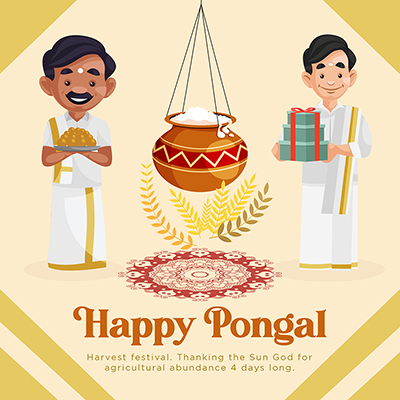Happy pongal festival with the banner template