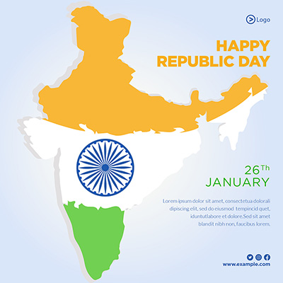 Happy republic day 26th january on creative banner template