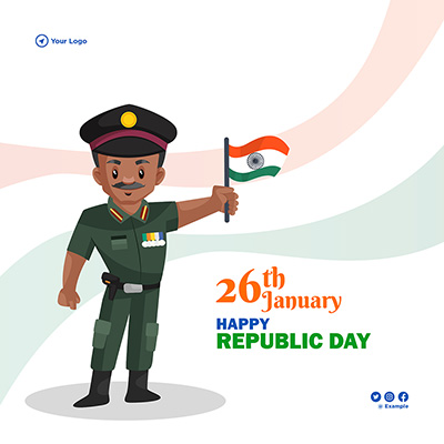 Happy republic day 26th january on the creative template banner