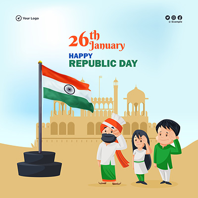 Happy republic day 26th january with the creative template banner