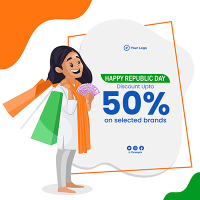 Happy republic day sale discount on brands banner template