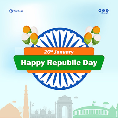 Happy republic day with creative banner template