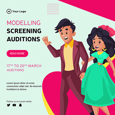 Modelling screening auditions banner template