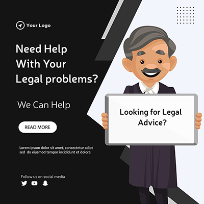 Need help with your legal problems flat banner template
