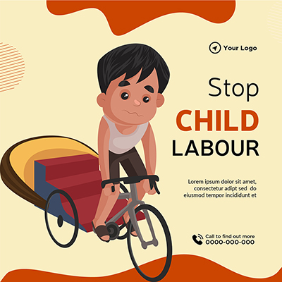 Stop child labour template banner design