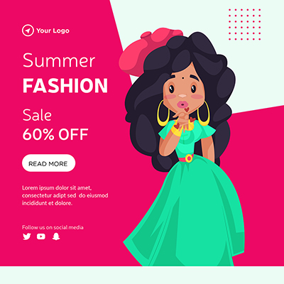 Summer fashion sale offer banner template