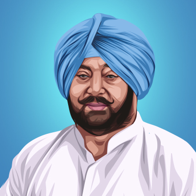 Amarinder Singh Indian Politician Portrait Vector Illustration