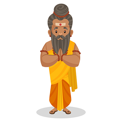 Dronacharya is standing with greet hands