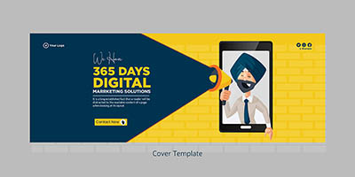 Facebook cover template of digital marketing solutions