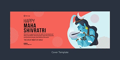 Happy maha shivratri flat cover design template