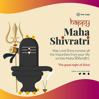 Happy maha shivratri wishes card on a template banner