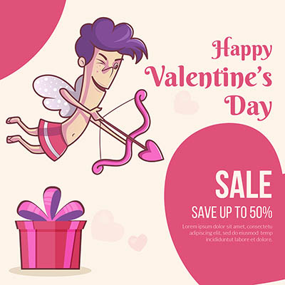 Happy valentine day celebration with banner template