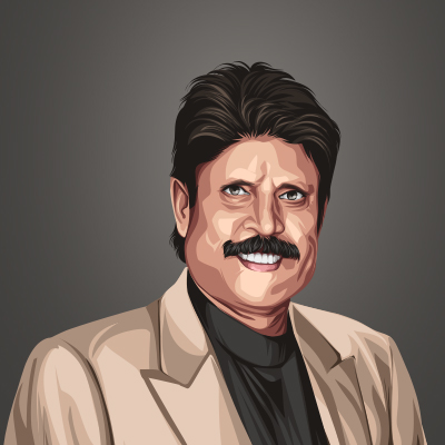 Kapil Dev Indian Former Cricketer Vector Illustration
