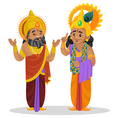 King Dhritarashtra is talking with Lord Krishna King Dhritarashtra is talking with Lord Krishna