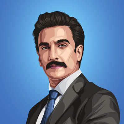 Ranveer Singh Indian Actor Portrait Vector Illustration