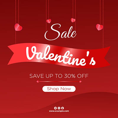 Template banner of valentine’s day celebrations sale