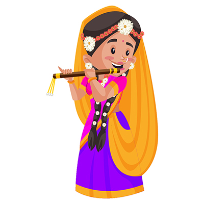 Goddess Radha is playing flute