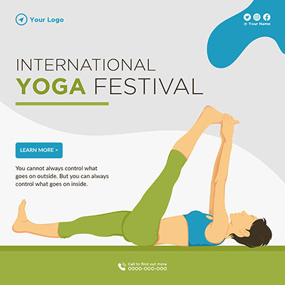 Portrait of international yoga day template