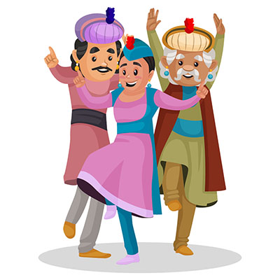 King Akbar is dancing with man and woman