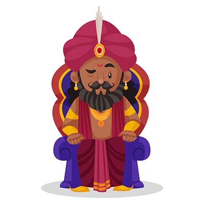 Shakuni is sitting on a throne