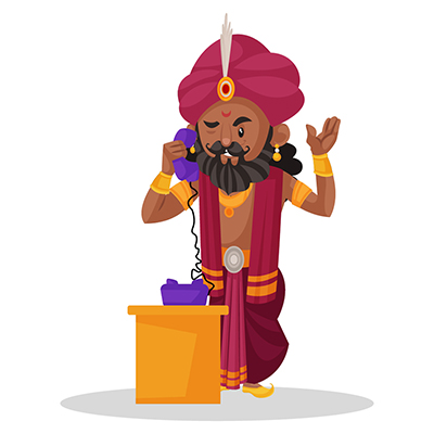 Shakuni is talking on the telephone