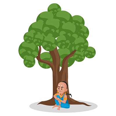 Tenali rama is sitting under a tree