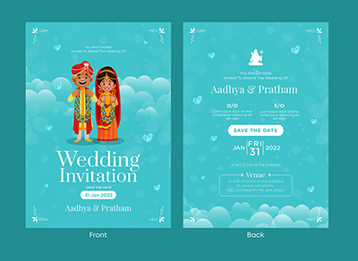 Wedding card and venue on template design