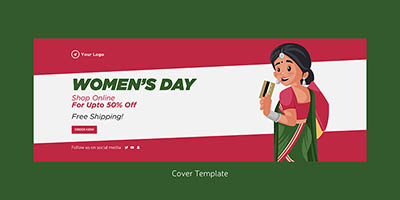 Women’s day shop online and free shipping cover template