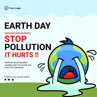 Earth day stop pollution it hurts banner template