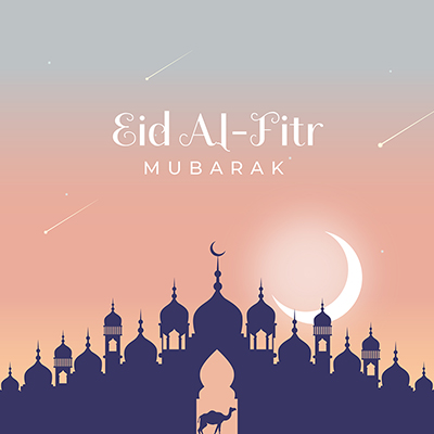 Eid al-fitr mubarak on template banner design