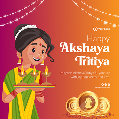 Happy akshaya tritiya festival on a banner template design