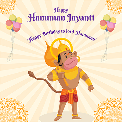 Happy hanuman jayanti on the template banner
