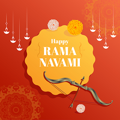 Happy rama navami on the template banner