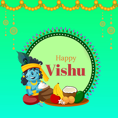 Happy vishu festival on template banner design
