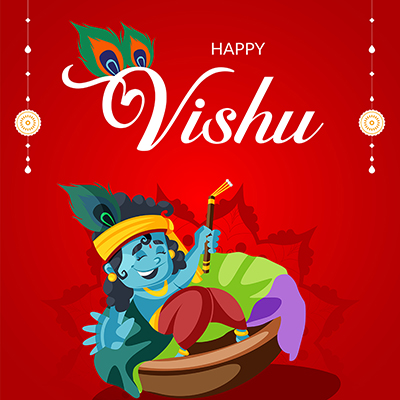 Happy vishu hindu festival on banner template Happy vishu hindu festival on banner template