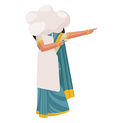 Lady chef is doing the dab style