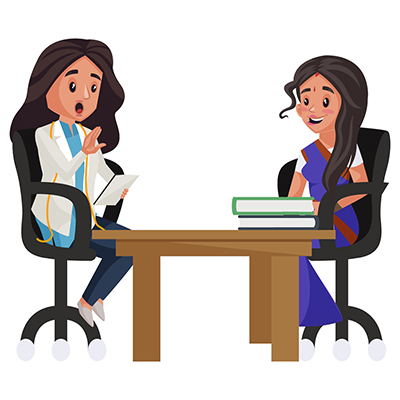 Lady nutritionist is sitting with woman patient