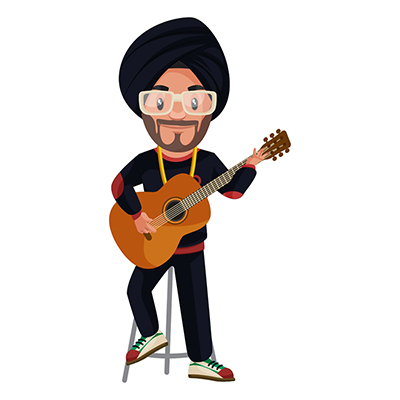 Punjabi singer is playing guitar on stage