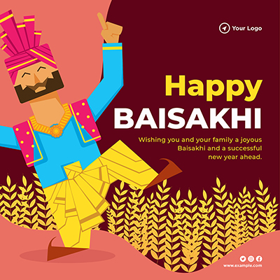 Template banner for the happy baisakhi celebrations
