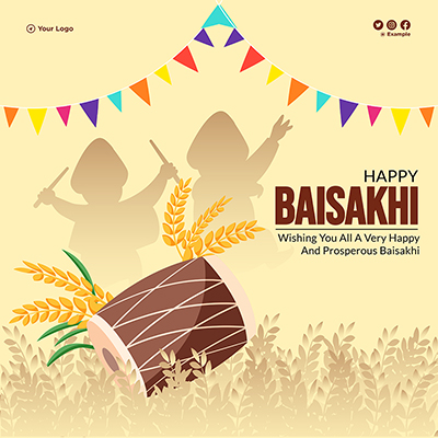 Template banner of happy baisakhi celebrations