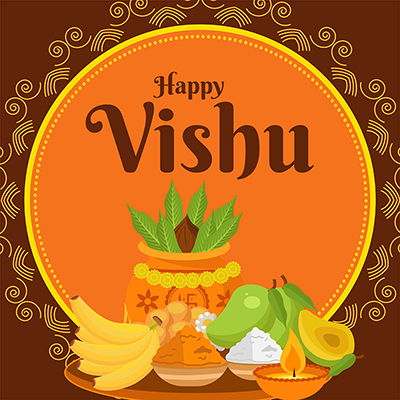 Template banner with happy vishu festival
