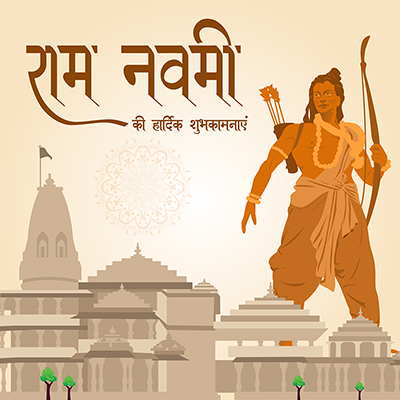 Template design for ram navami in hindi typography