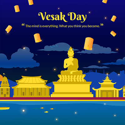Vesak day wishes on banner template