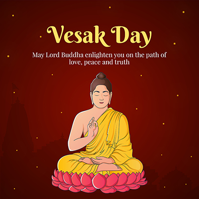 Vesak day wishes with banner template