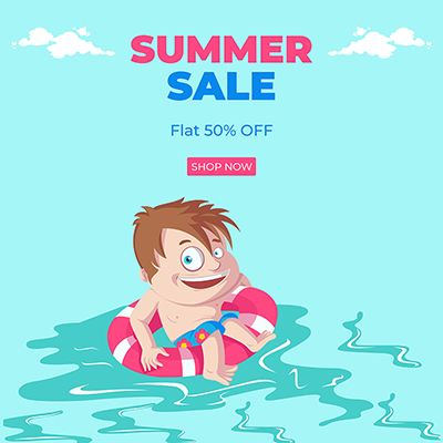 Banner template for summer sale with flat off