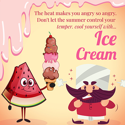 Banner template of cool yourself with ice cream