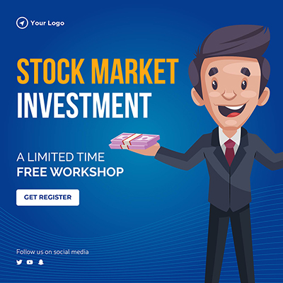 Banner template of investment in stock market