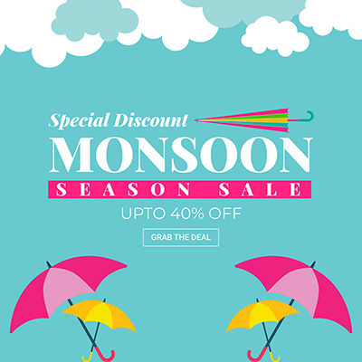 Banner template of special discount on monsoon season sale