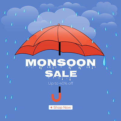 Creative design of monsoon sale banner template
