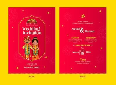 Design template of the wedding and venue card